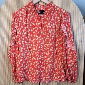 Who What Wear Coral Floral Blouse